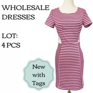 Reseller Lot - Dresses - Black Pink Stripe - Bodycon - Retro 80's - Wholesale